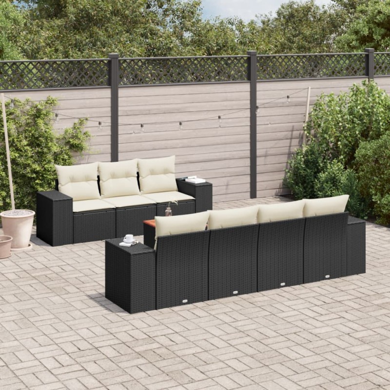 vidaXL 8-tlg. Garten-Sofagarnitur mit Kissen Schwarz Poly Rattan vidaXL 8-tlg. Garten-Sofagarnitur mit Kissen Schwarz Poly Rattan