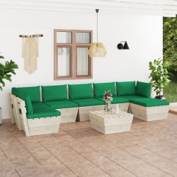 8-tlg. Garten-Sofagarnitur aus Paletten mit Kissen Fichtenholz