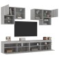 vidaXL 6-tlg. TV-Wohnwand mit LED-Leuchten Grau Sonoma vidaXL 6-tlg. TV-Wohnwand mit LED-Leuchten Grau Sonoma