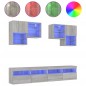 vidaXL 6-tlg. TV-Wohnwand mit LED-Leuchten Grau Sonoma vidaXL 6-tlg. TV-Wohnwand mit LED-Leuchten Grau Sonoma