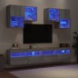 vidaXL 6-tlg. TV-Wohnwand mit LED-Leuchten Grau Sonoma vidaXL 6-tlg. TV-Wohnwand mit LED-Leuchten Grau Sonoma