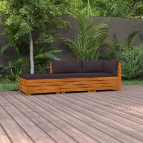 vidaXL 3-tlg. Garten-Lounge-Set mit Kissen Massivholz Akazie
