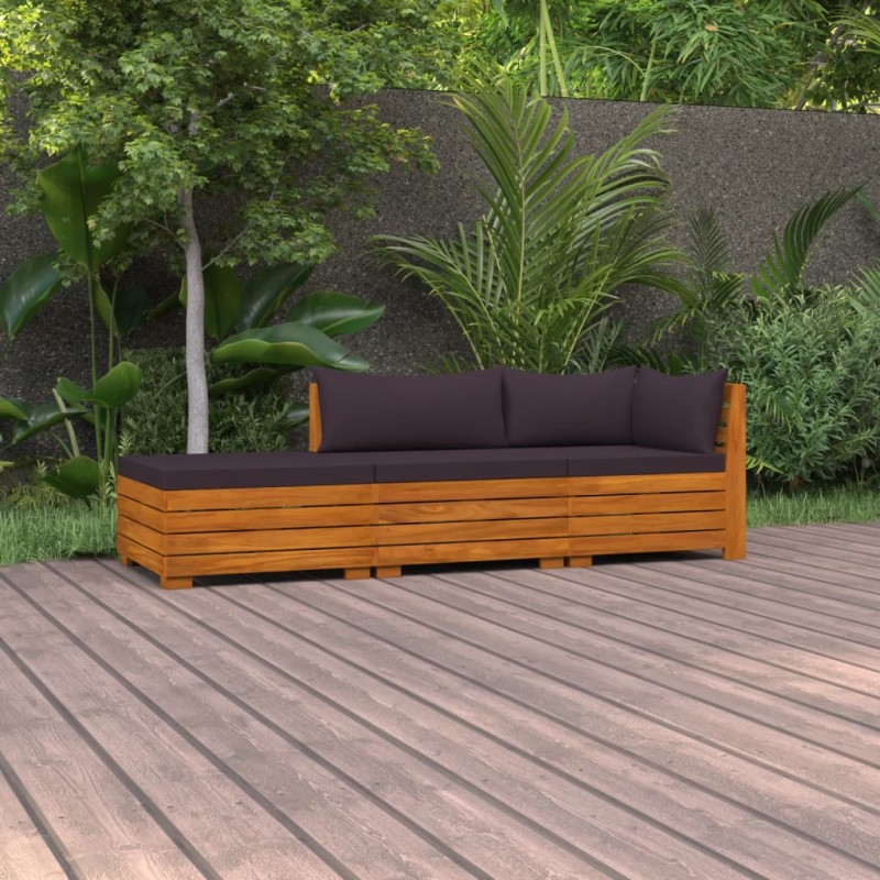 vidaXL 3-tlg. Garten-Lounge-Set mit Kissen Massivholz Akazie vidaXL 3-tlg. Garten-Lounge-Set mit Kissen Massivholz Akazie