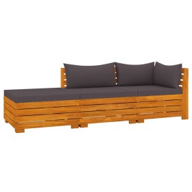 vidaXL 3-tlg. Garten-Lounge-Set mit Kissen Massivholz Akazie