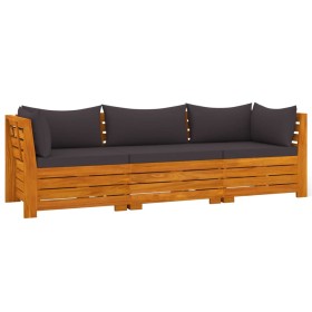 vidaXL 3-Sitzer-Gartensofa mit Kissen Massivholz Akazie