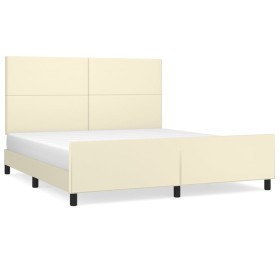vidaXL Bettgestell mit Kopfteil Creme 180x200 cm Kunstleder