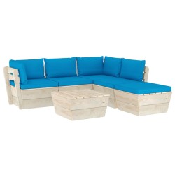 vidaXL 6-tlg. Garten-Sofagarnitur aus Paletten mit Kissen Fichtenholz
