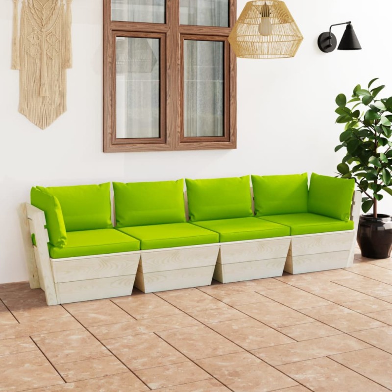 Garten-Palettensofa 4-Sitzer mit Kissen Fichtenholz Garten-Palettensofa 4-Sitzer mit Kissen Fichtenholz