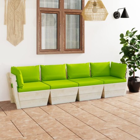 Garten-Palettensofa 4-Sitzer mit Kissen Fichtenholz