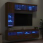 vidaXL 7-tlg. TV-Wohnwand mit LED-Leuchten Braun Eichen-Optik