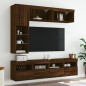 vidaXL 7-tlg. TV-Wohnwand mit LED-Leuchten Braun Eichen-Optik