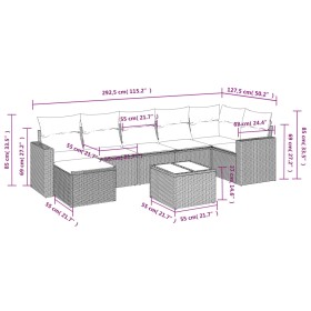 vidaXL 8-tlg. Garten-Sofagarnitur mit Kissen Beige Poly Rattan