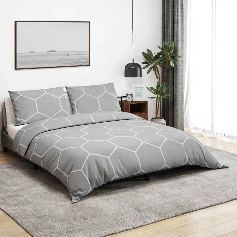vidaXL Bettwäsche-Set Grau 140x200 cm Baumwolle vidaXL Bettwäsche-Set Grau 140x200 cm Baumwolle