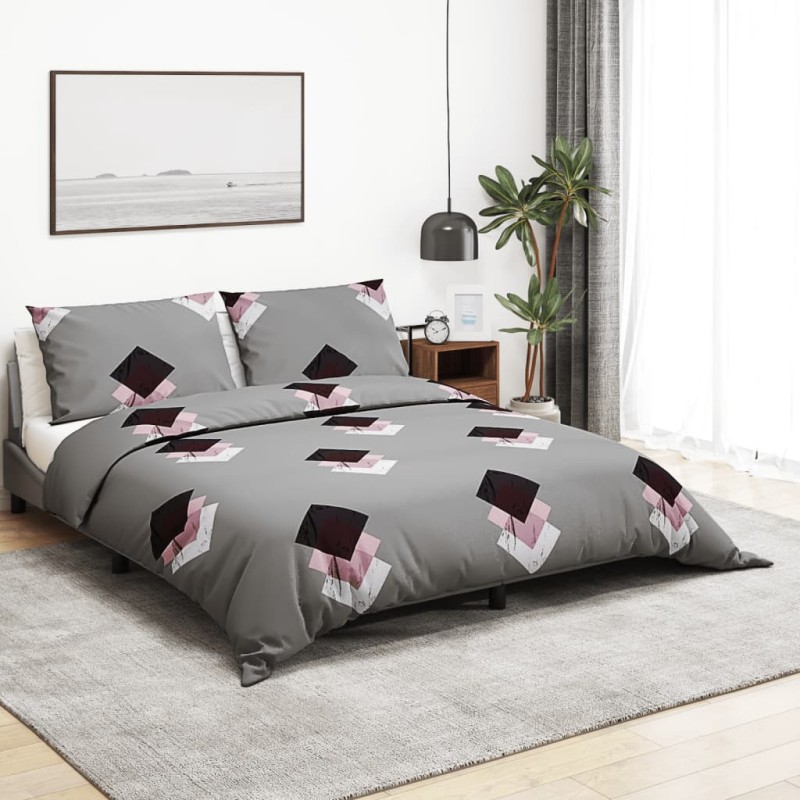 vidaXL Bettwäsche-Set Grau 140x200 cm Baumwolle vidaXL Bettwäsche-Set Grau 140x200 cm Baumwolle