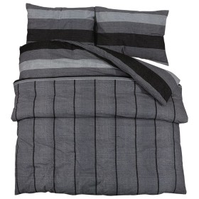 vidaXL Bettwäsche-Set Dunkelgrau 155x220 cm Baumwolle