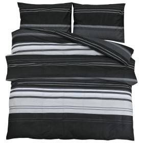 vidaXL Bettwäsche-Set Schwarz und Weiß 140x200 cm Baumwolle