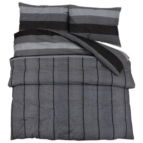 vidaXL Bettwäsche-Set Dunkelgrau 240x220 cm Baumwolle