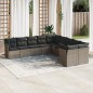 vidaXL 10-tlg. Garten-Sofagarnitur mit Kissen Grau Poly Rattan vidaXL 10-tlg. Garten-Sofagarnitur mit Kissen Grau Poly Rattan