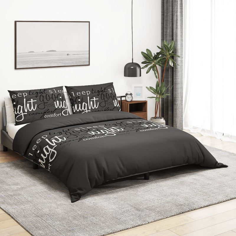 vidaXL Bettwäsche-Set Schwarz 200x200 cm Baumwolle vidaXL Bettwäsche-Set Schwarz 200x200 cm Baumwolle