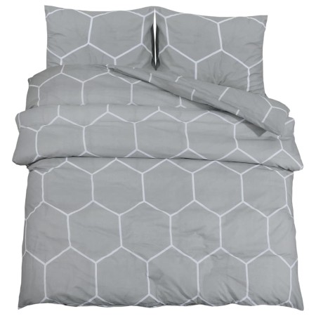 vidaXL Bettwäsche-Set Grau 200x200 cm Baumwolle