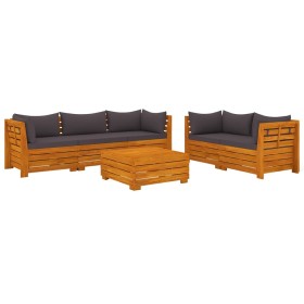 vidaXL 6-tlg. Garten-Lounge-Set mit Kissen Massivholz Akazie