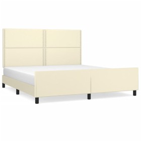 vidaXL Bettgestell mit Kopfteil Creme 180x200 cm Kunstleder