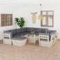 10-tlg. Garten-Sofagarnitur aus Paletten mit Kissen Fichtenholz 10-tlg. Garten-Sofagarnitur aus Paletten mit Kissen Fichtenholz