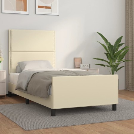 vidaXL Bettgestell mit Kopfteil Creme 100x200 cm Kunstleder
