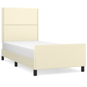 vidaXL Bettgestell mit Kopfteil Creme 100x200 cm Kunstleder