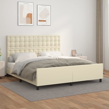 vidaXL Bettgestell mit Kopfteil Creme 180x200 cm Kunstleder