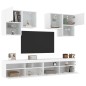 vidaXL 6-tlg. TV-Wohnwand mit LED-Leuchten Weiß vidaXL 6-tlg. TV-Wohnwand mit LED-Leuchten Weiß