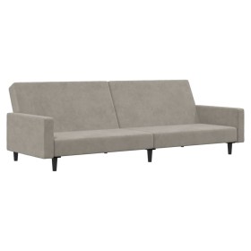 vidaXL Schlafsofa 2-Sitzer Hellgrau Samt
