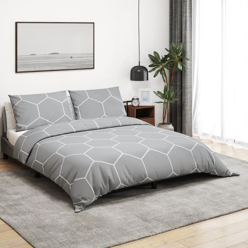 vidaXL Bettwäsche-Set Grau 240x220 cm Baumwolle vidaXL Bettwäsche-Set Grau 240x220 cm Baumwolle