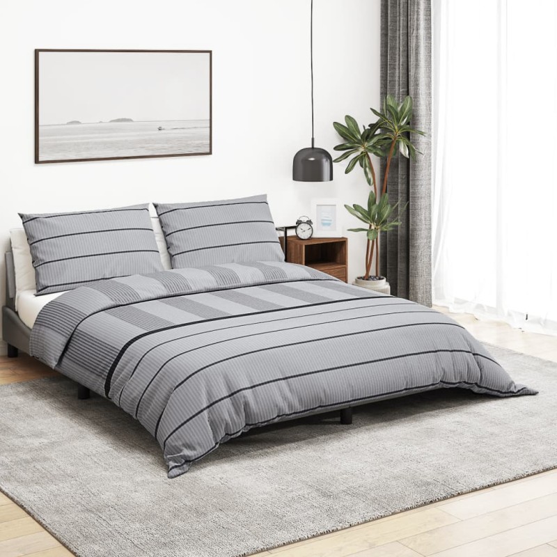 vidaXL Bettwäsche-Set Grau 155x220 cm Baumwolle vidaXL Bettwäsche-Set Grau 155x220 cm Baumwolle
