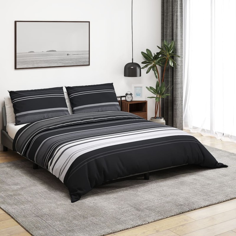 vidaXL Bettwäsche-Set Schwarz und Weiß 200x200 cm Baumwolle vidaXL Bettwäsche-Set Schwarz und Weiß 200x200 cm Baumwolle