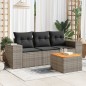 vidaXL 4-tlg. Garten-Sofagarnitur mit Kissen Grau Poly Rattan vidaXL 4-tlg. Garten-Sofagarnitur mit Kissen Grau Poly Rattan