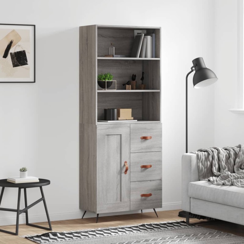 Highboard Grau Sonoma 69,5x34x180 cm Holzwerkstoff Highboard Grau Sonoma 69,5x34x180 cm Holzwerkstoff