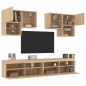 vidaXL 6-tlg. TV-Wohnwand mit LED-Leuchten Sonoma-Eiche vidaXL 6-tlg. TV-Wohnwand mit LED-Leuchten Sonoma-Eiche