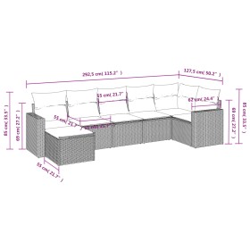 vidaXL 7-tlg. Garten-Sofagarnitur mit Kissen Beige Poly Rattan