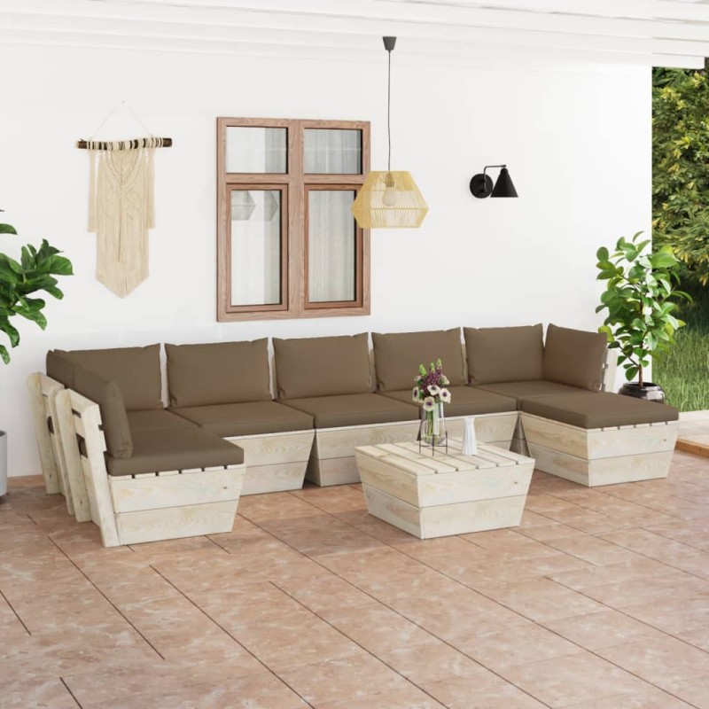 8-tlg. Garten-Sofagarnitur aus Paletten mit Kissen Fichtenholz 8-tlg. Garten-Sofagarnitur aus Paletten mit Kissen Fichtenholz