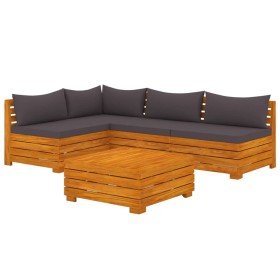 vidaXL 5-tlg. Garten-Lounge-Set mit Kissen Massivholz Akazie
