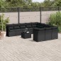 vidaXL 12-tlg. Garten-Sofagarnitur mit Kissen Schwarz Poly Rattan vidaXL 12-tlg. Garten-Sofagarnitur mit Kissen Schwarz Poly Rattan