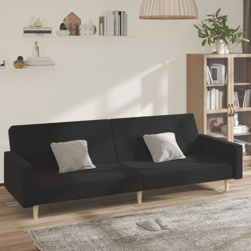vidaXL Schlafsofa 2-Sitzer Schwarz Stoff vidaXL Schlafsofa 2-Sitzer Schwarz Stoff
