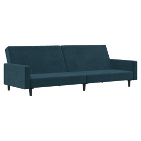 vidaXL Schlafsofa 2-Sitzer Blau Samt