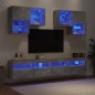 vidaXL 6-tlg. TV-Wohnwand mit LED-Leuchten Betongrau vidaXL 6-tlg. TV-Wohnwand mit LED-Leuchten Betongrau