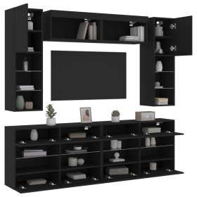 vidaXL 6-tlg. TV-Wohnwand mit LED-Leuchten Schwarz
