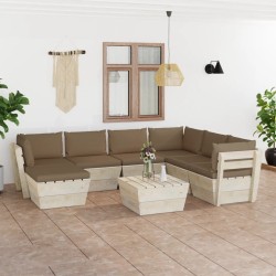 8-tlg. Garten-Sofagarnitur aus Paletten mit Kissen Fichtenholz