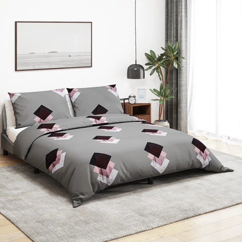 vidaXL Bettwäsche-Set Grau 135x200 cm Baumwolle vidaXL Bettwäsche-Set Grau 135x200 cm Baumwolle