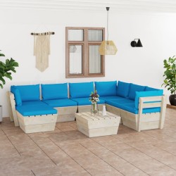 8-tlg. Garten-Sofagarnitur aus Paletten mit Kissen Fichtenholz