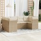 vidaXL 6-tlg. Garten-Sofagarnitur mit Kissen Beige Poly Rattan vidaXL 6-tlg. Garten-Sofagarnitur mit Kissen Beige Poly Rattan